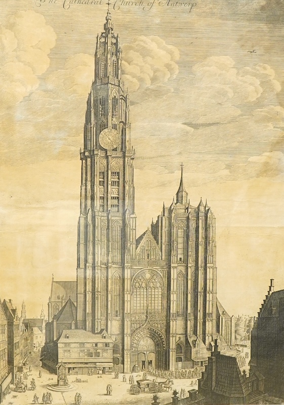 After Wenceslaus Hollar (1607-1677), ‘The Cathedral Church of Antwerp’, etching, 47 x 34cm